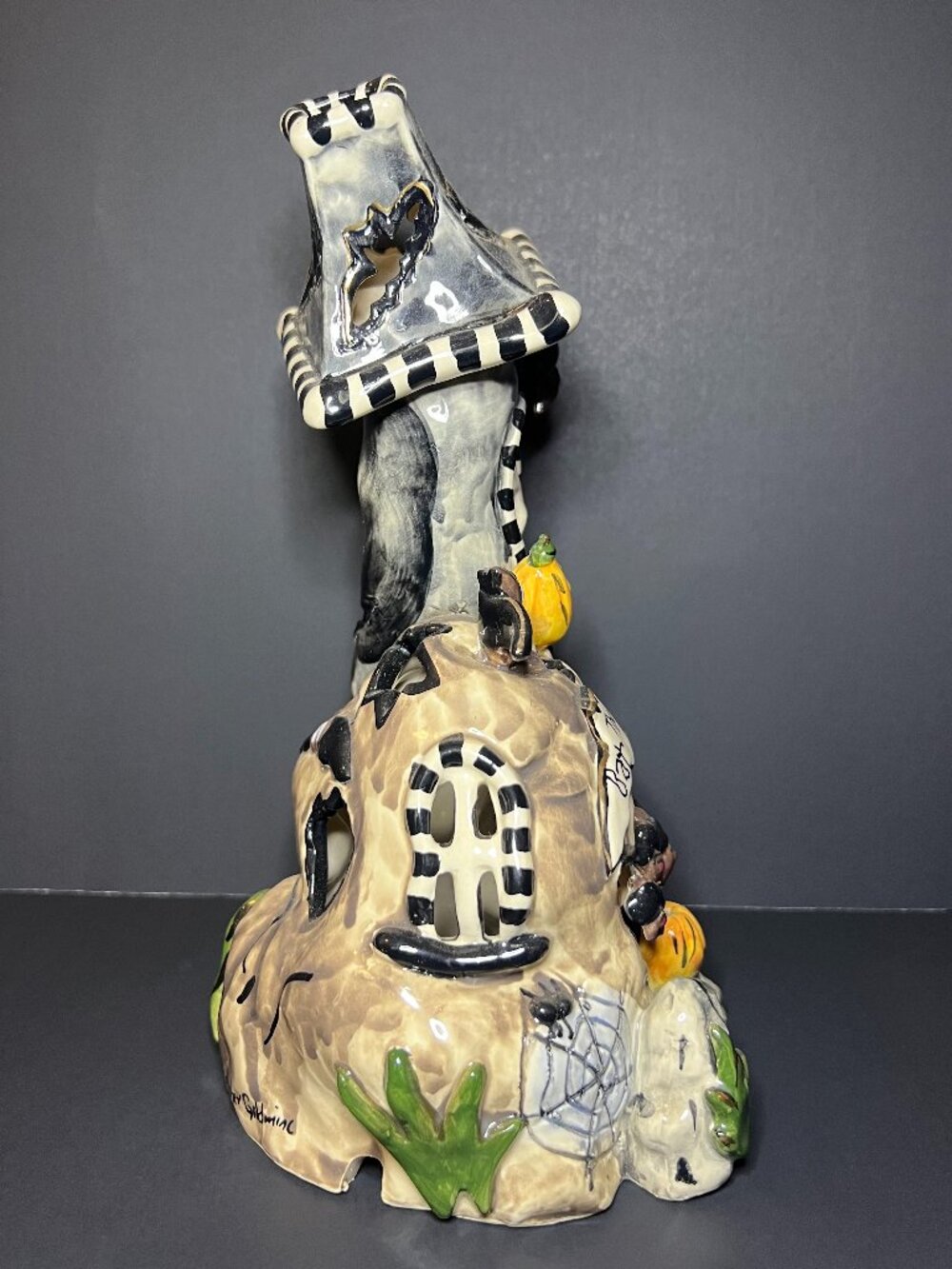 VTG 2002 Blue Sky Heather Goldminc Clayworks Halloween Tealight Bat Cave House - Picture 7 of 11